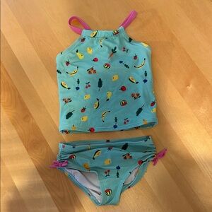 Hanna Andersson Blue Fruit Print Kids Bikini